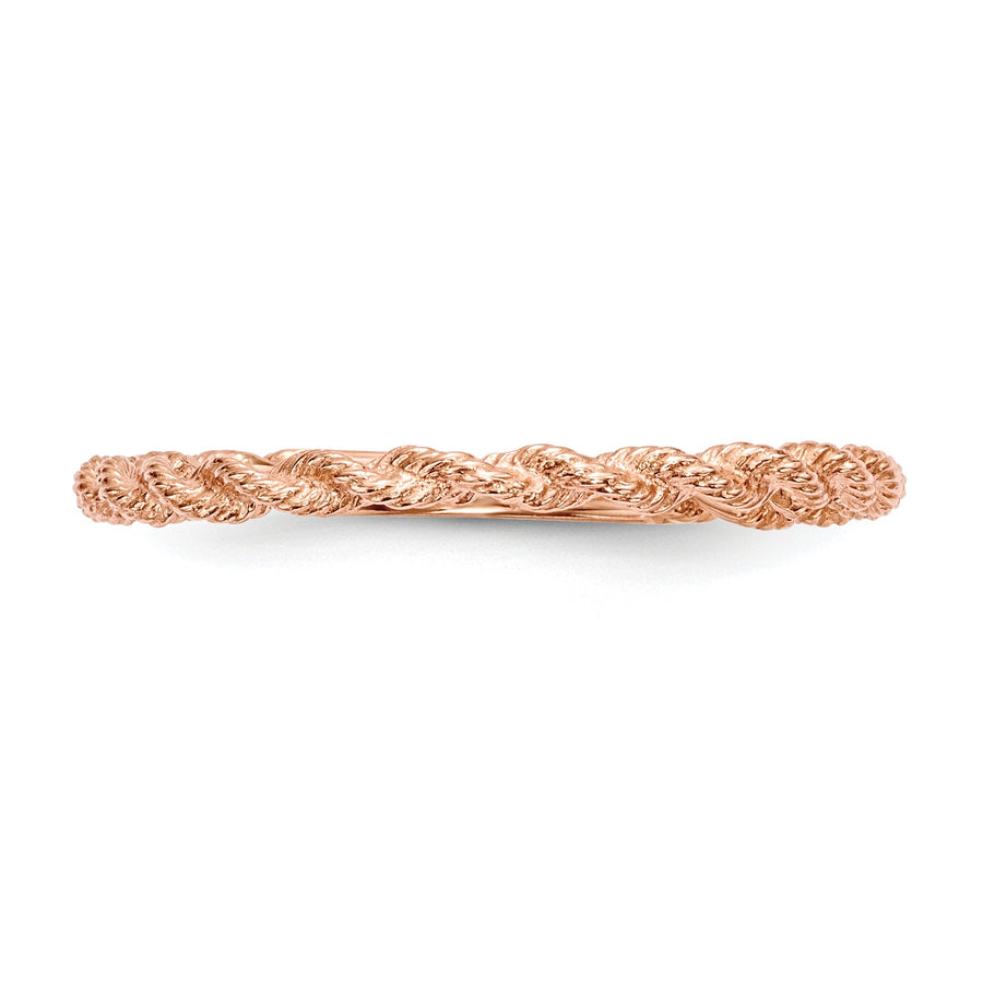 Anillo de Cuerda Torcida Pulida en Oro de 14k