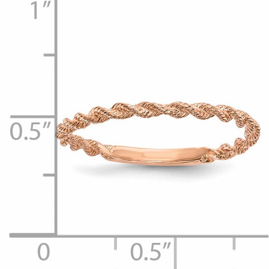 Anillo de Cuerda Torcida Pulida en Oro de 14k