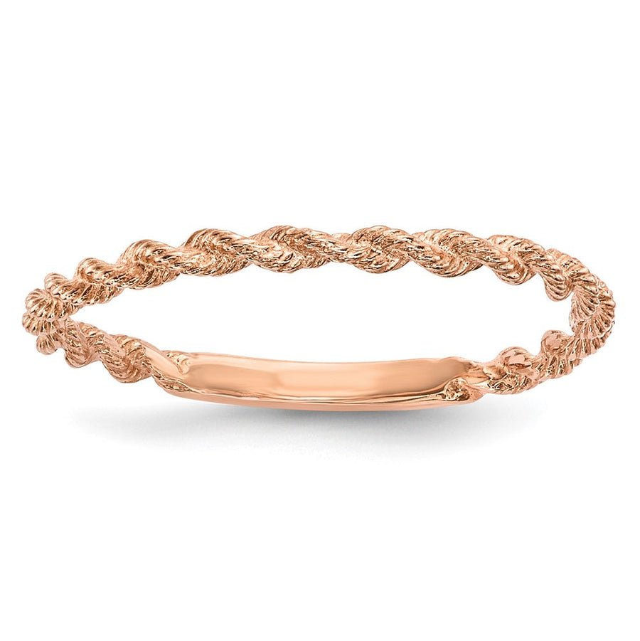Anillo de Cuerda Torcida Pulida en Oro de 14k
