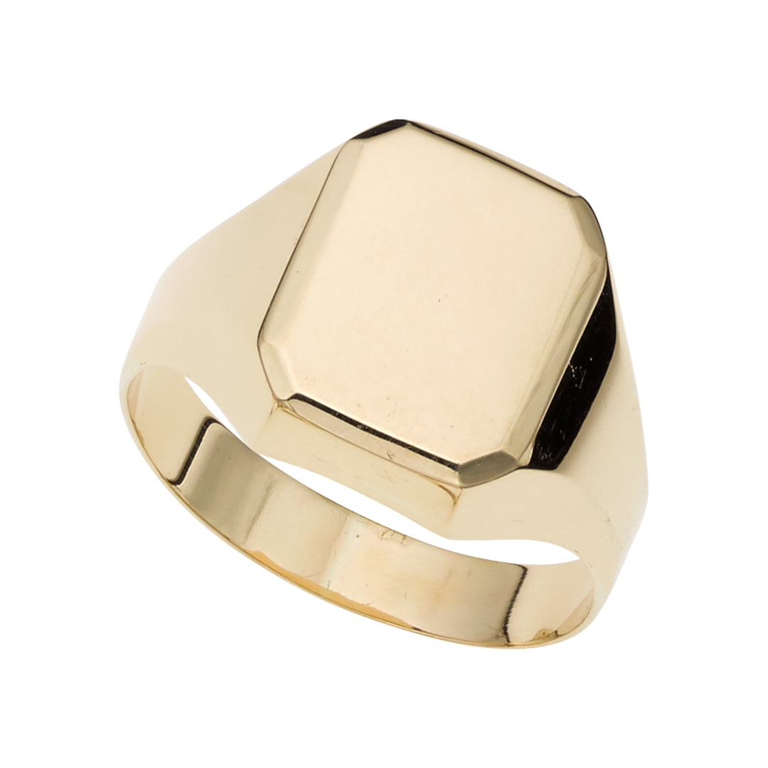 Anillo De Sello Rectangular Pulido En Oro De 14k