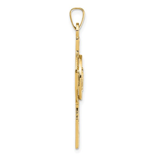 14K Gold Miraculous Medal Cross Pendant