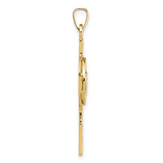 14K Gold Miraculous Medal Cross Pendant