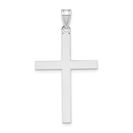 14k White Gold Engravable Cross Pendant