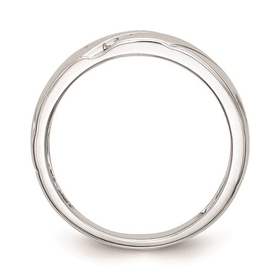 Argolla con Diamantes para Caballero en Oro Blanco de 14K con Diamantes de Calidad AA
