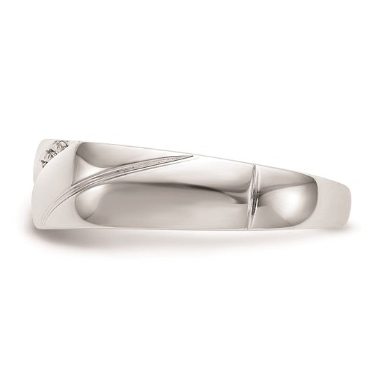 Argolla con Diamantes para Caballero en Oro Blanco de 14K con Diamantes de Calidad AA
