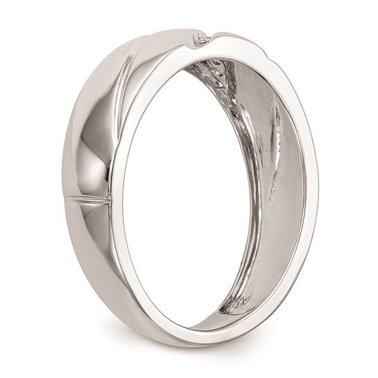 Argolla con Diamantes para Caballero en Oro Blanco de 14K con Diamantes de Calidad AA