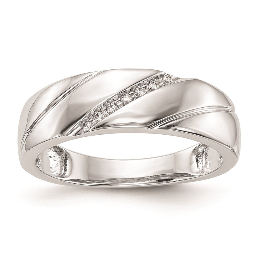 Argolla con Diamantes para Caballero en Oro Blanco de 14K con Diamantes de Calidad AA