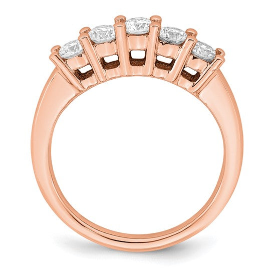 Anillo de Boda con 5 Diamantes Cultivados en Laboratorio en Oro Rosa de 14k (0.75 Quilates, VS/SI+, G+)