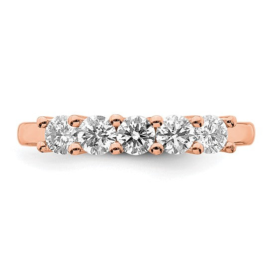 Anillo de Boda con 5 Diamantes Cultivados en Laboratorio en Oro Rosa de 14k (0.75 Quilates, VS/SI+, G+)