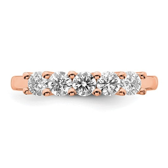 Anillo de Boda con 5 Diamantes Cultivados en Laboratorio en Oro Rosa de 14k (0.75 Quilates, VS/SI+, G+)