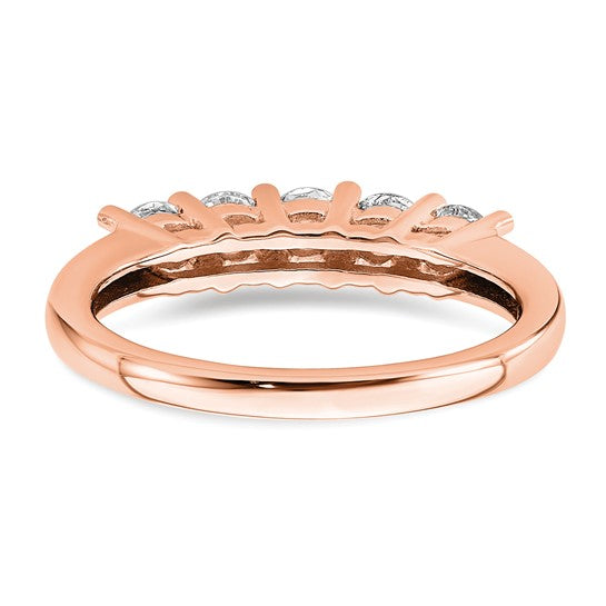 Anillo de Boda con 5 Diamantes Cultivados en Laboratorio en Oro Rosa de 14k (0.75 Quilates, VS/SI+, G+)