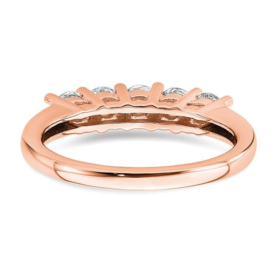 Anillo de Boda con 5 Diamantes Cultivados en Laboratorio en Oro Rosa de 14k (0.75 Quilates, VS/SI+, G+)
