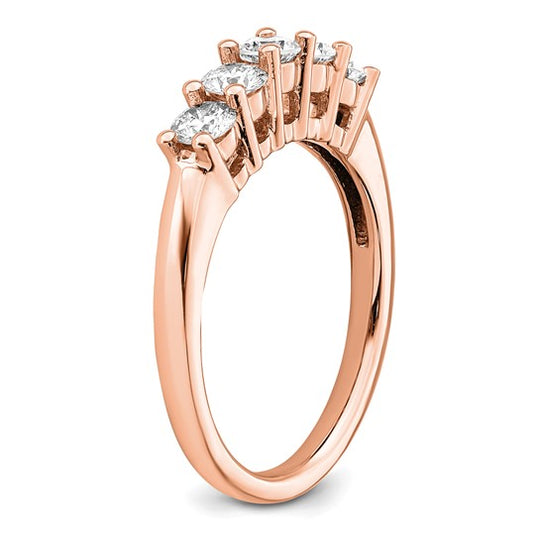 Anillo de Boda con 5 Diamantes Cultivados en Laboratorio en Oro Rosa de 14k (0.75 Quilates, VS/SI+, G+)