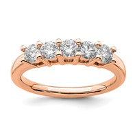Anillo de Boda con 5 Diamantes Cultivados en Laboratorio en Oro Rosa de 14k (0.75 Quilates, VS/SI+, G+)