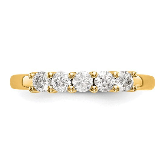  Anillo de Boda con 5 Diamantes Cultivados en Laboratorio en Oro Amarillo de 14k (1.09 Quilates, VS/SI+, G+)