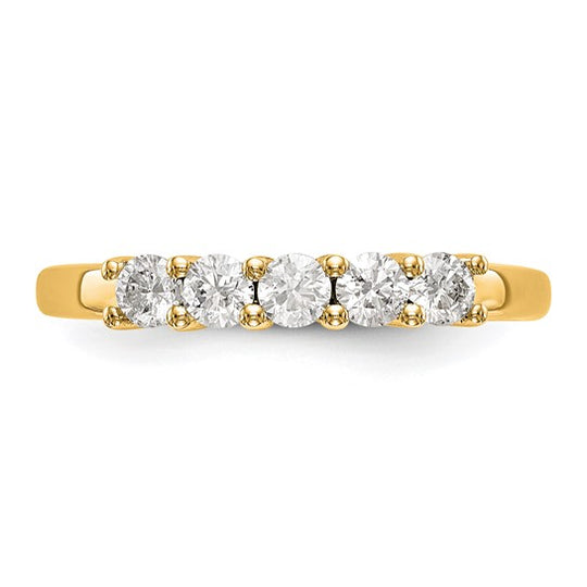  Anillo de Boda con 5 Diamantes Cultivados en Laboratorio en Oro Amarillo de 14k (1.09 Quilates, VS/SI+, G+)