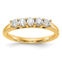  Anillo de Boda con 5 Diamantes Cultivados en Laboratorio en Oro Amarillo de 14k (1.09 Quilates, VS/SI+, G+)