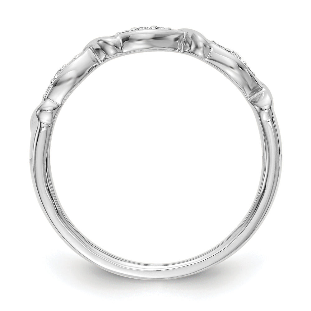 Alianza de Boda Completa con Diseño Torcido en Oro Blanco de 14k con Diamantes de 1/15 Quilates