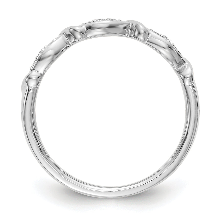 Alianza de Boda Completa con Diseño Torcido en Oro Blanco de 14k con Diamantes de 1/15 Quilates