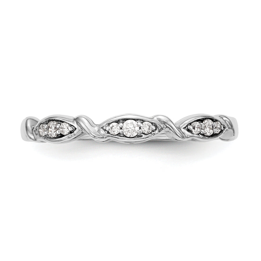 Alianza de Boda Completa con Diseño Torcido en Oro Blanco de 14k con Diamantes de 1/15 Quilates