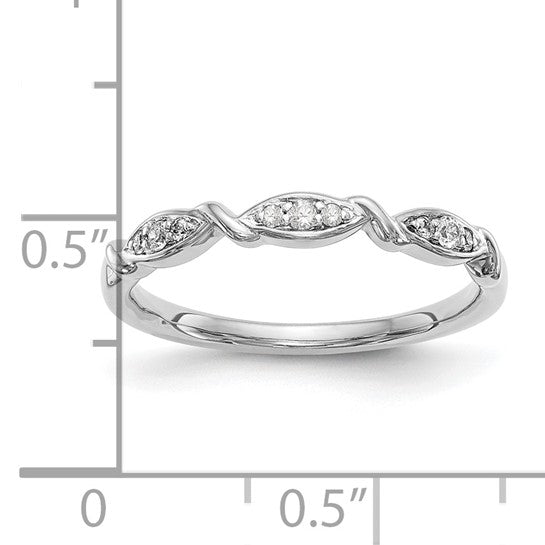 Alianza de Boda Completa con Diseño Torcido en Oro Blanco de 14k con Diamantes de 1/15 Quilates