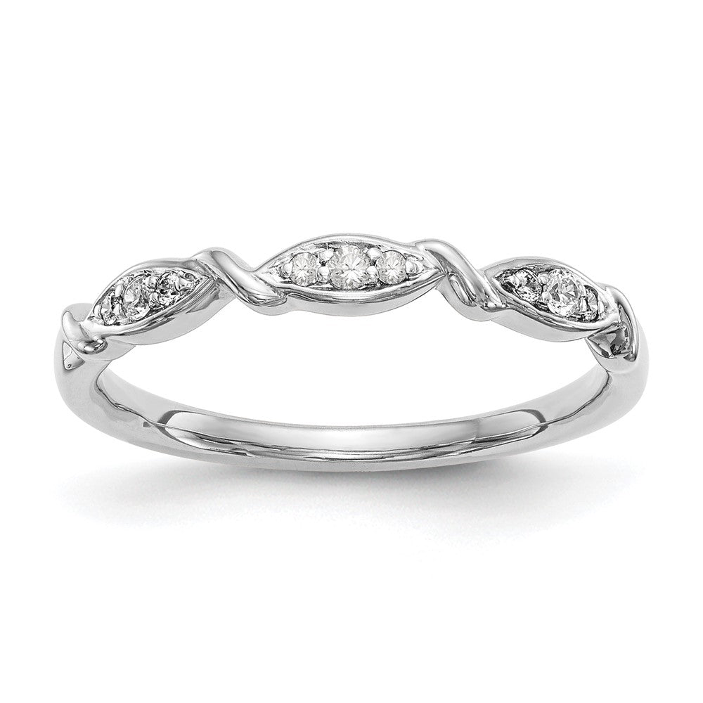 Alianza de Boda Completa con Diseño Torcido en Oro Blanco de 14k con Diamantes de 1/15 Quilates