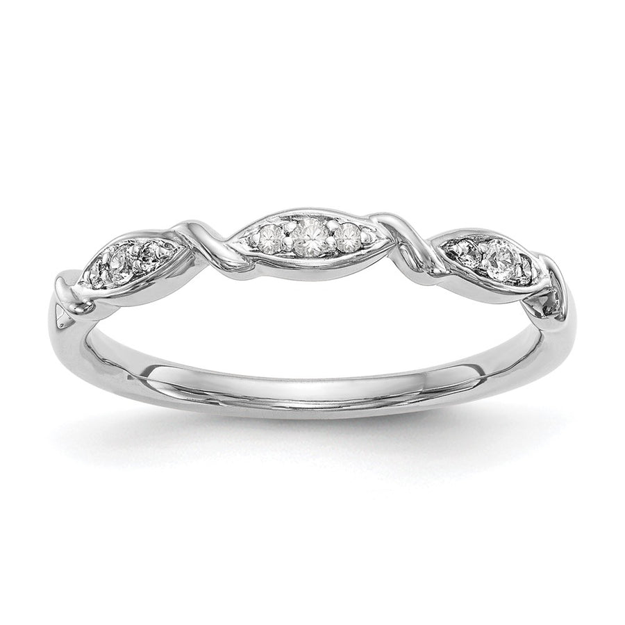 Alianza de Boda Completa con Diseño Torcido en Oro Blanco de 14k con Diamantes de 1/15 Quilates
