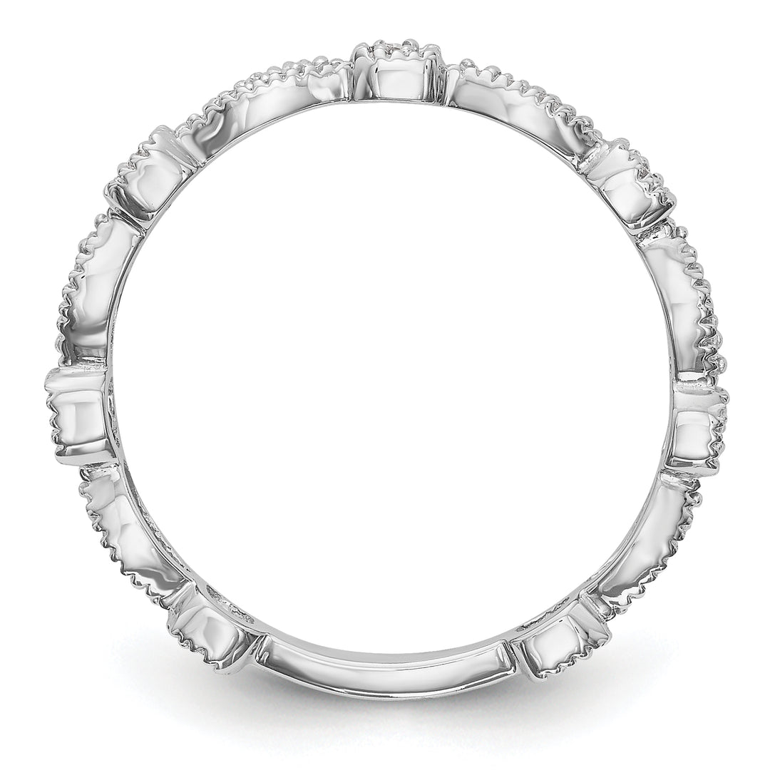 Anillo de Boda Completo en Oro Blanco de 14K con Diamantes Naturales de 1/10 Quilates