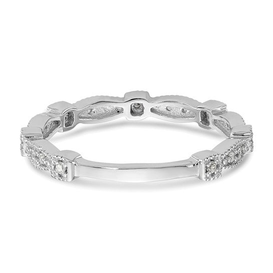 Anillo de Boda Completo en Oro Blanco de 14K con Diamantes Naturales de 1/10 Quilates