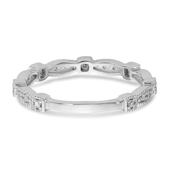 Anillo de Boda Completo en Oro Blanco de 14K con Diamantes Naturales de 1/10 Quilates