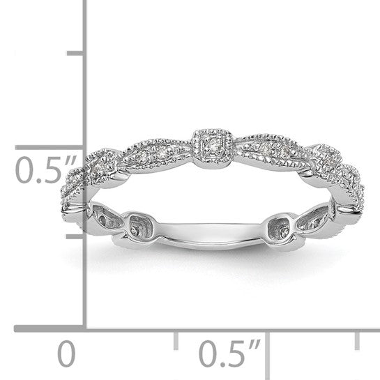 Anillo de Boda Completo en Oro Blanco de 14K con Diamantes Naturales de 1/10 Quilates