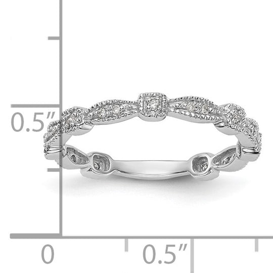 Anillo de Boda Completo en Oro Blanco de 14K con Diamantes Naturales de 1/10 Quilates