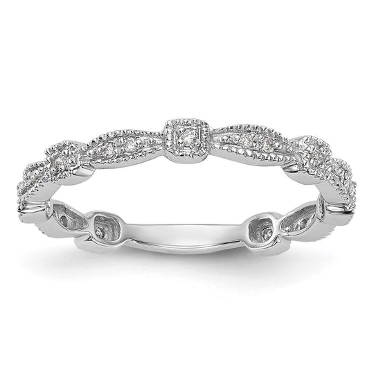Anillo de Boda Completo en Oro Blanco de 14K con Diamantes Naturales de 1/10 Quilates