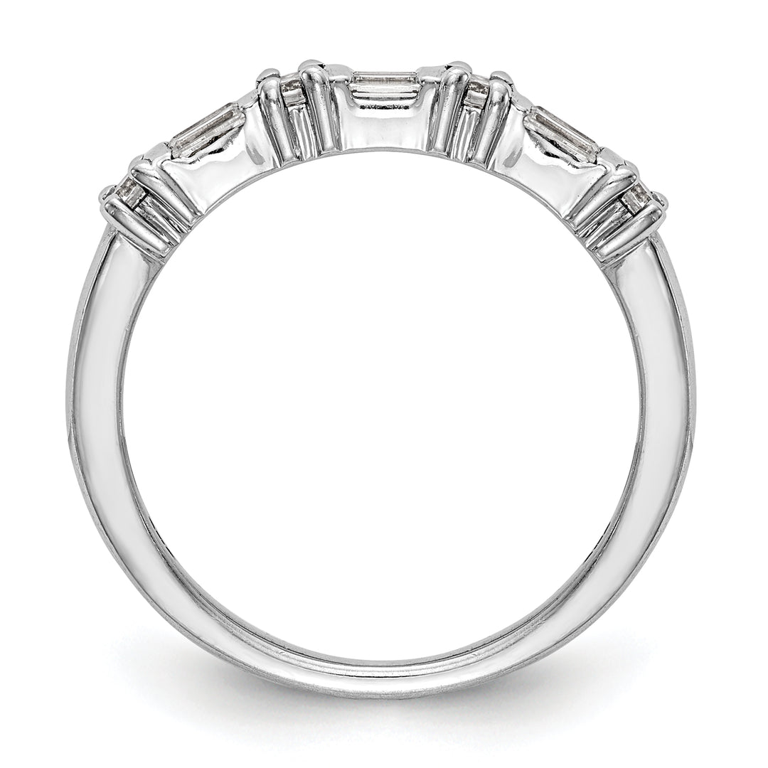 Anillo de Boda Completo en Oro Blanco de 14K con Diamantes Redondos y Baguette de 3/8 Quilates