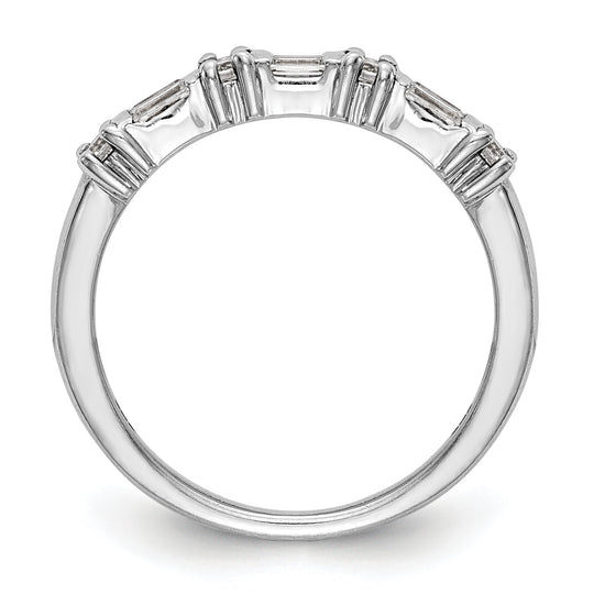 Anillo de Boda Completo en Oro Blanco de 14K con Diamantes Redondos y Baguette de 3/8 Quilates