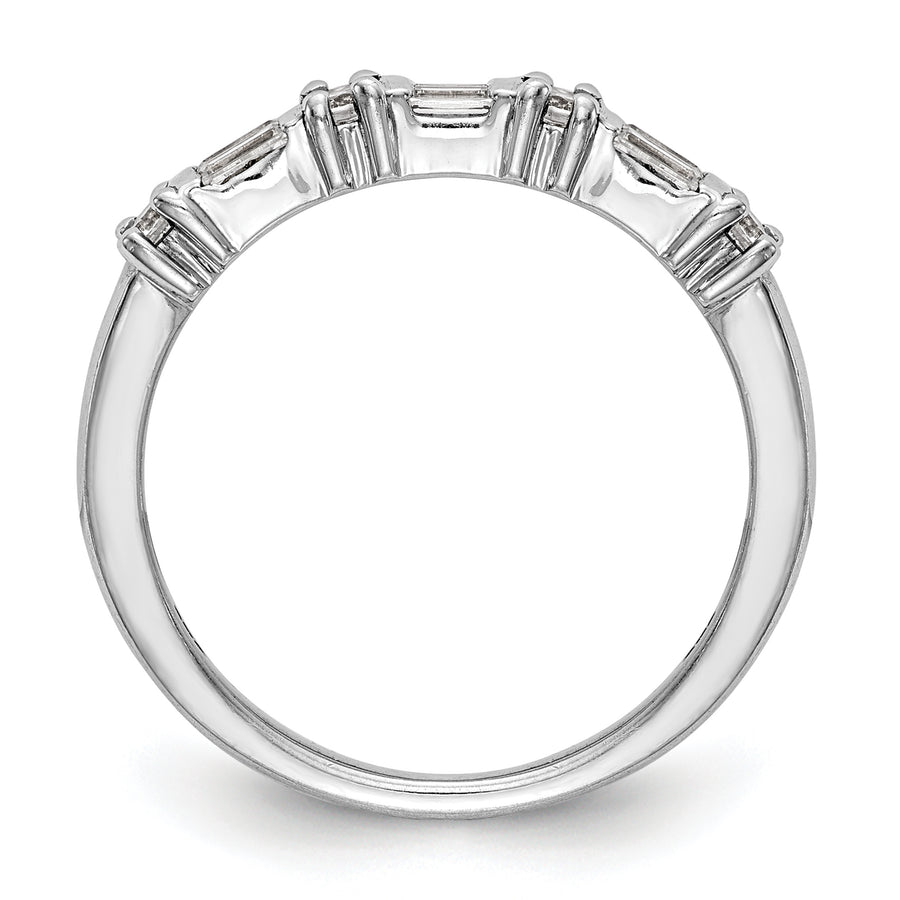 Anillo de Boda Completo en Oro Blanco de 14K con Diamantes Redondos y Baguette de 3/8 Quilates