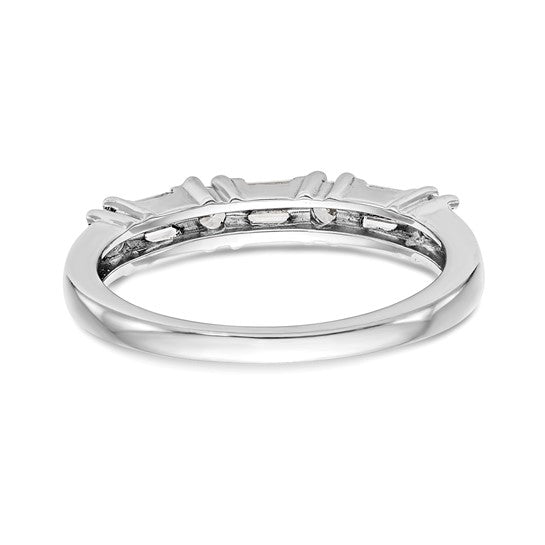 Anillo de Boda Completo en Oro Blanco de 14K con Diamantes Redondos y Baguette de 3/8 Quilates