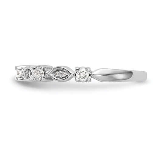 Anillo de Boda Completo con Diamantes de 1/4 Quilate en Oro Blanco de 14K