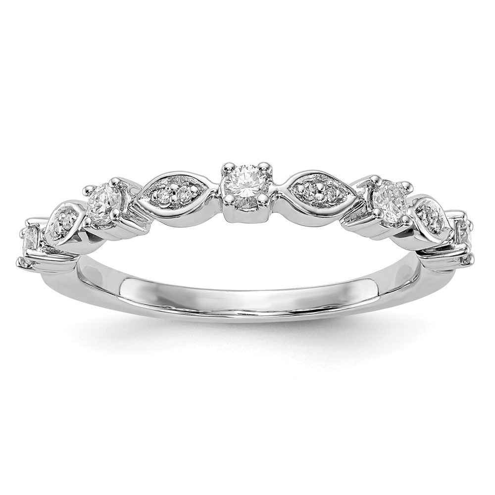 Anillo de Boda Completo con Diamantes de 1/4 Quilate en Oro Blanco de 14K