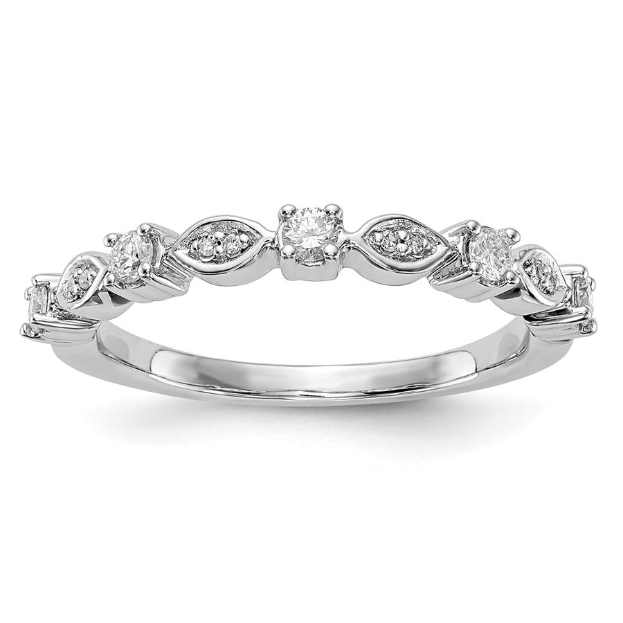 Anillo de Boda Completo con Diamantes de 1/4 Quilate en Oro Blanco de 14K
