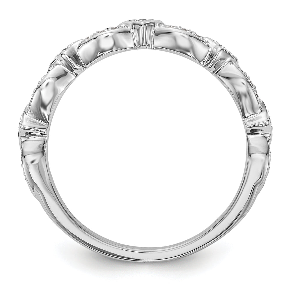 Anillo de Boda Completo en Oro Blanco de 14k con Diamantes Naturales de 1/15 Quilates