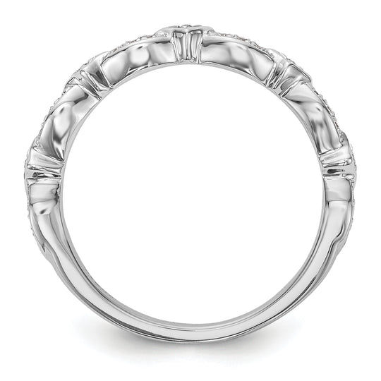 Anillo de Boda Completo en Oro Blanco de 14k con Diamantes Naturales de 1/15 Quilates