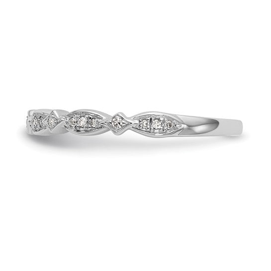 Anillo de Boda Completo en Oro Blanco de 14k con Diamantes Naturales de 1/15 Quilates