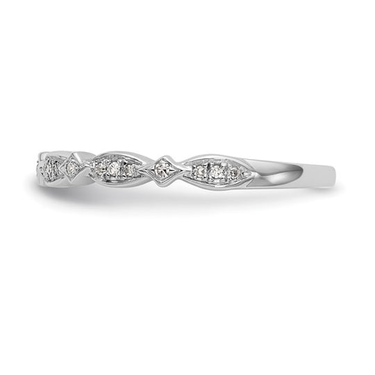 Anillo de Boda Completo en Oro Blanco de 14k con Diamantes Naturales de 1/15 Quilates