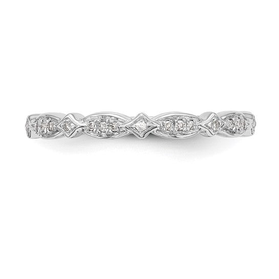 Anillo de Boda Completo en Oro Blanco de 14k con Diamantes Naturales de 1/15 Quilates