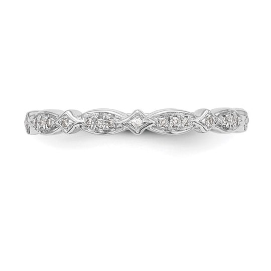 Anillo de Boda Completo en Oro Blanco de 14k con Diamantes Naturales de 1/15 Quilates