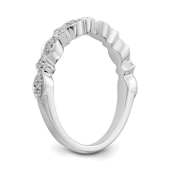 Anillo de Boda Completo en Oro Blanco de 14k con Diamantes Naturales de 1/15 Quilates