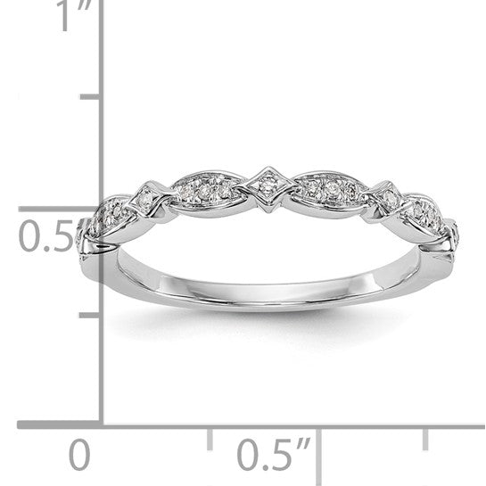 Anillo de Boda Completo en Oro Blanco de 14k con Diamantes Naturales de 1/15 Quilates