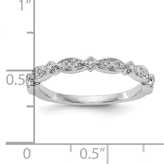 Anillo de Boda Completo en Oro Blanco de 14k con Diamantes Naturales de 1/15 Quilates