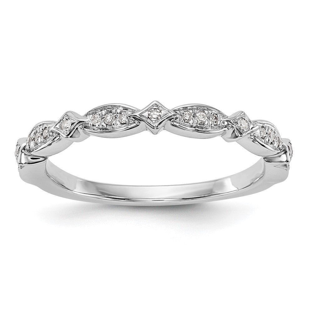 Anillo de Boda Completo en Oro Blanco de 14k con Diamantes Naturales de 1/15 Quilates